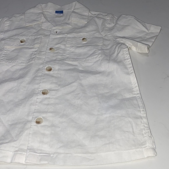 White Shirt Old Navy Cuban style Button Up Short Sleeve Collar Linen Blend 4T - Picture 3 of 9